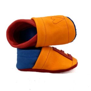 παπουτσάκια παντοφλάκια 2 σε 1 Tricolore Orange Red Blue Personalized Χειροποίητα Corfoot1