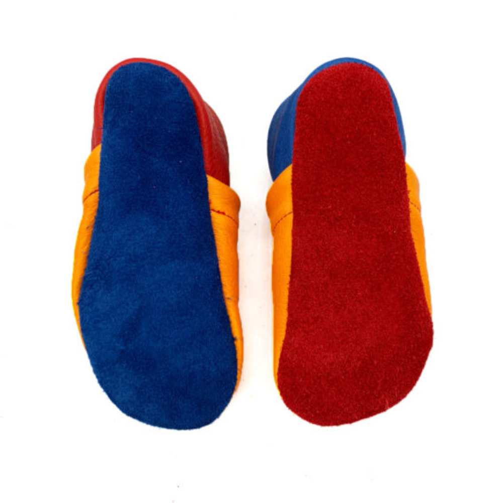 παπουτσάκια παντοφλάκια 2 σε 1 Tricolore Orange Red Blue Personalized Χειροποίητα Corfoot3