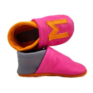 παπουτσάκια παντοφλάκια 2 σε 1 Tricolore Pink Grey Orange Personalized Corfoot1