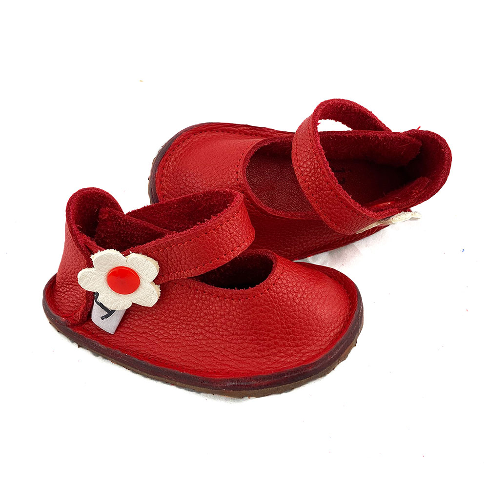 Sandali, Barefoot Shoes, Κόκκινο με άσπρο λουλούδι